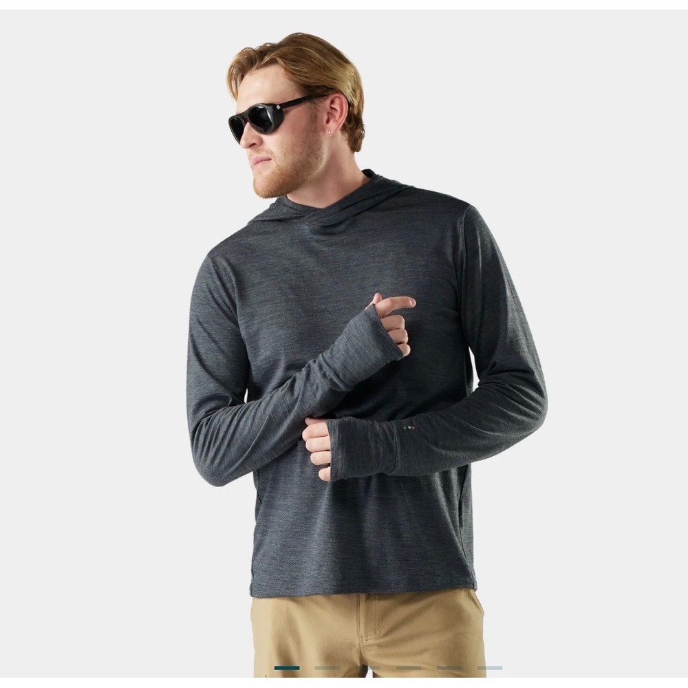 Smartwool Mens Merino Sun Hoodie Iron Heather Gray SW003067 Long Sleeve Small